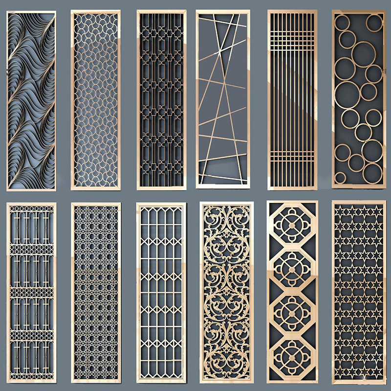 不锈钢屏风隔断镂空雕花轻奢金属通花玄关格栅新中式入户花格屏风