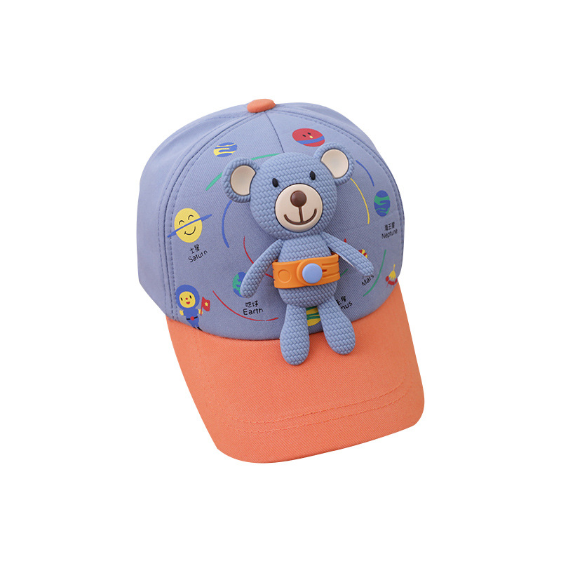 Children's Peaked Cap Spring and Autumn Thin Cartoon Bear Shape Boys' Sun Hat Korean Style Baby Girl Cute Baseball