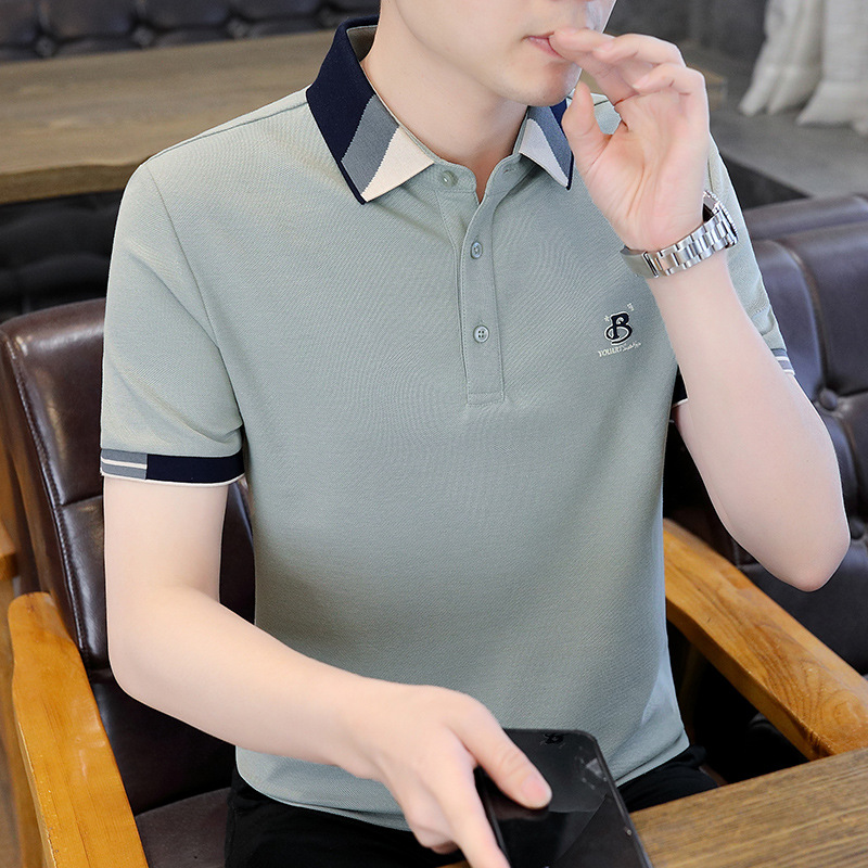 新款男士短袖polo衫t恤男翻领模特图抖音爆款气质百搭时尚舒适潮