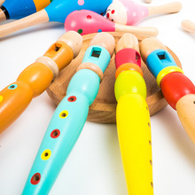 跨境儿童木质笛子宝宝音乐早教玩具竖笛幼儿园吹奏乐器6孔小笛子