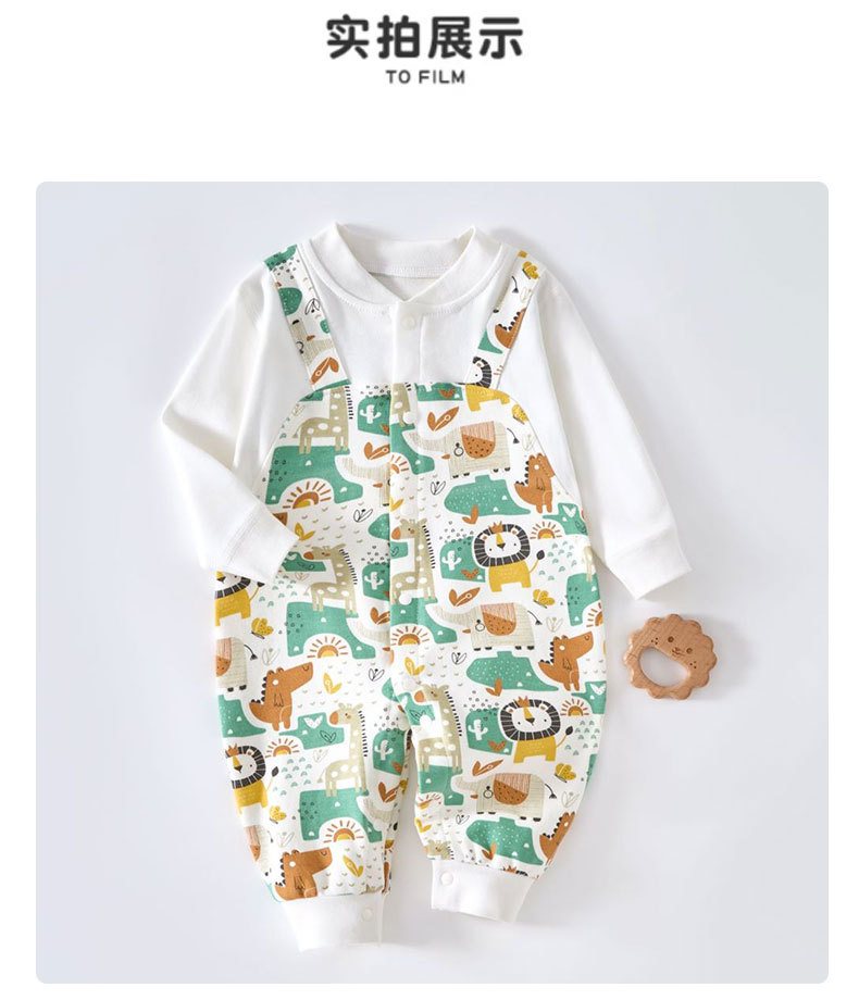 Baby Clothes Autumn Long-Sleeved One-Piece Clothes Baby Spring and Autumn Graffiti Romper Newborn Cotton Color Matching Romper