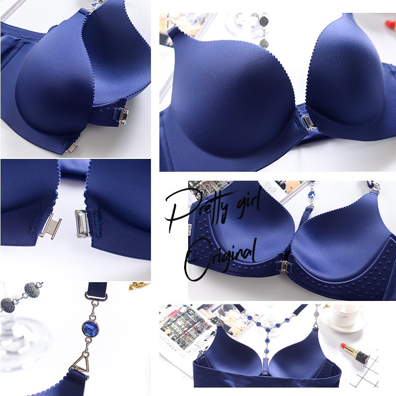 Beauty Back Underwear Women's Small Chest Push up Breast Holding Anti-Sagging Seamless Underwired Bra Sexy Young Lady Front Buckle