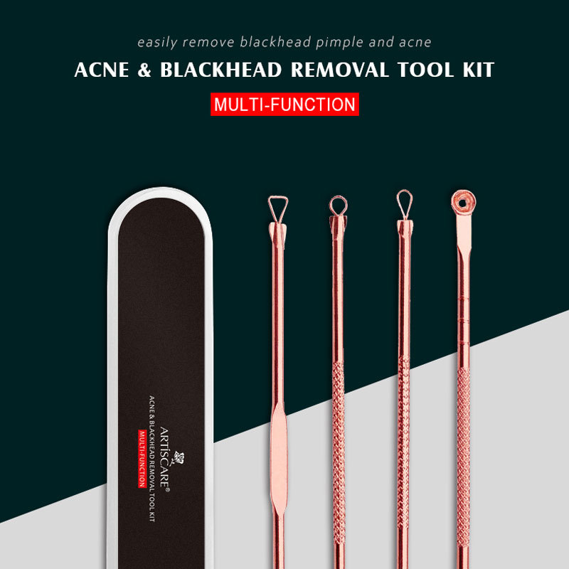 Artiscare Stainless Steel Acne Needle Set Acne Needle Blackhead Pimple Needle Splinter Acne Clip 4-Piece Set