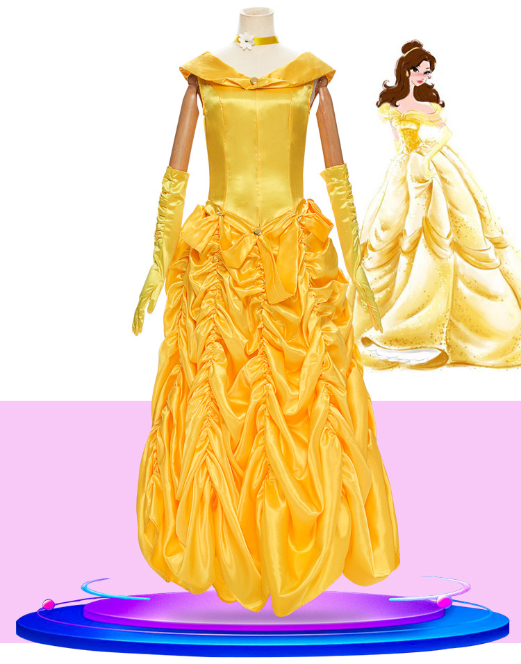 万圣节服装美女与野兽贝尔公主裙贝儿公主cos服写真摄影服装现货