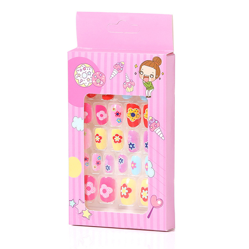 Cartoon Children's Nail Nail Beauty Piece Wear Nail Tip Nail Stickers Finished Product Wholesale Removable Fake Nails Jelly Glue