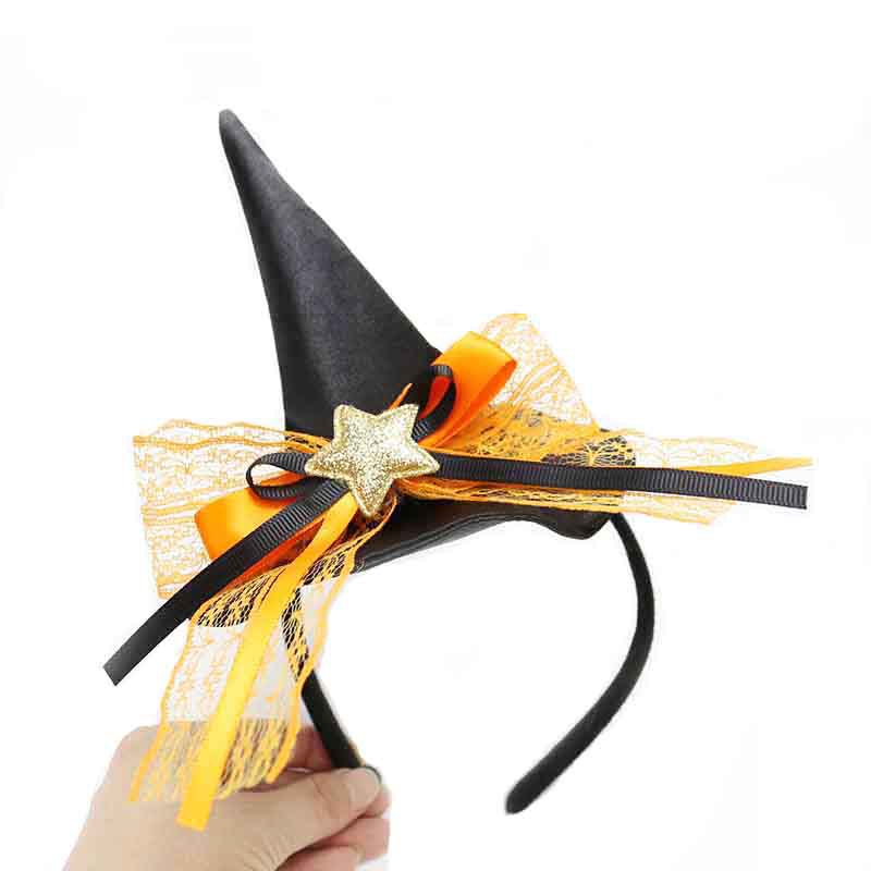 Zilin Cross-Border Halloween Party Headdress Dress up Children's Adult Headband Cone Hat Head Buckle Witch Hat Headband