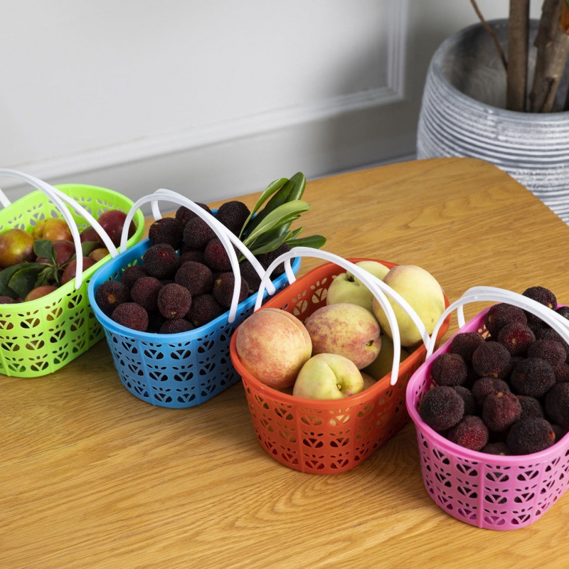水果篮子好看水果篮带盖杨梅蓝草莓桑葚蓝手提送礼采摘蓝子塑料筐