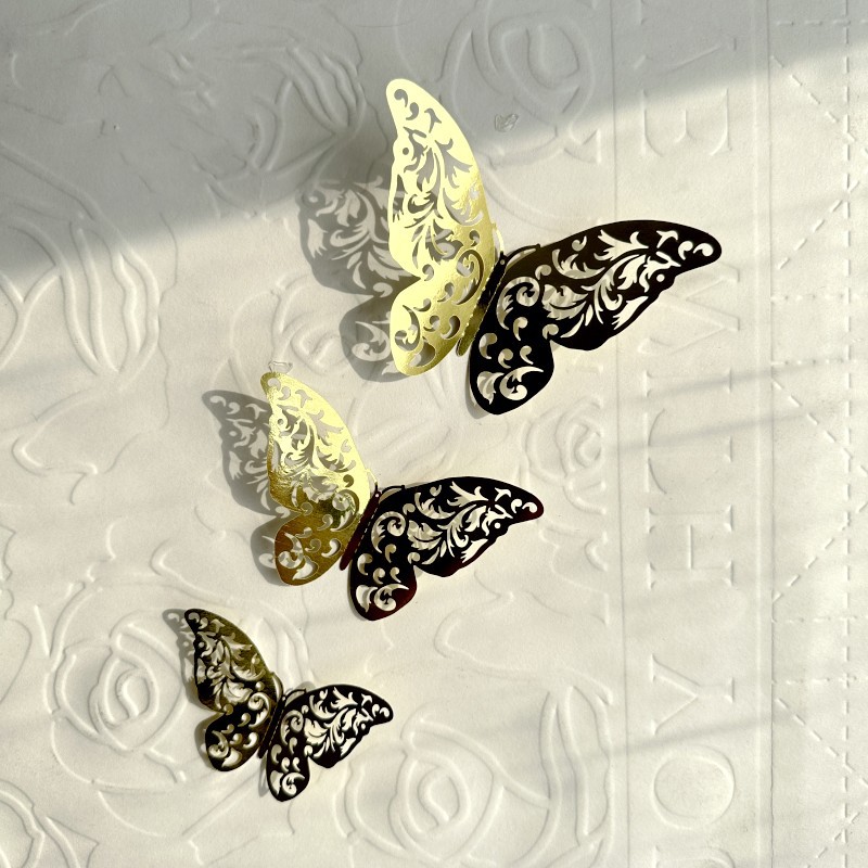 Paper Gold Double-Sided Butterfly Cake Decoration Birthday Cake Decoration Cake Plug-in Cake Ornaments Topper for Baking