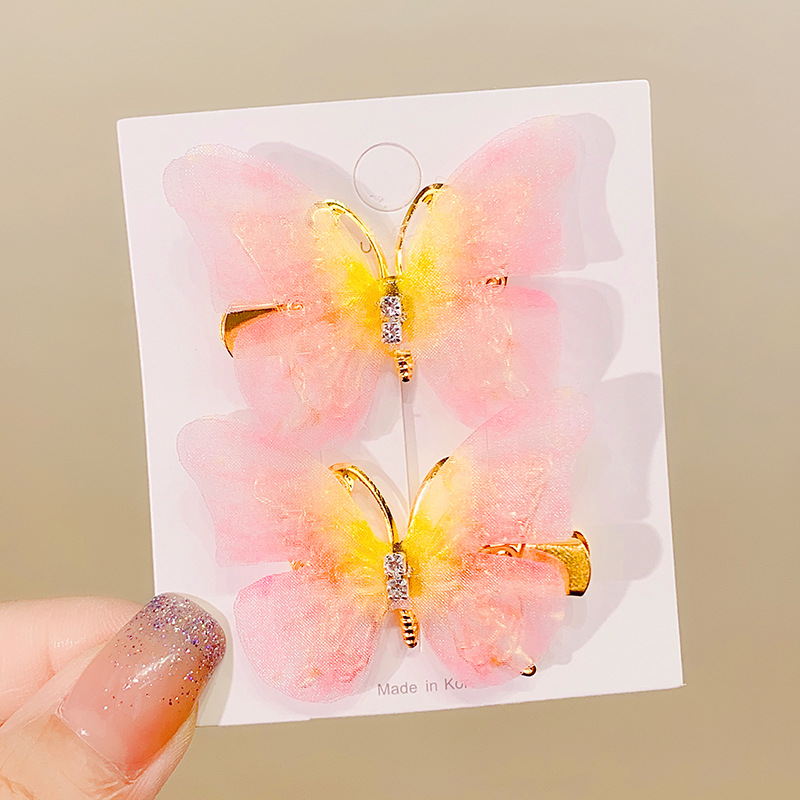 Movable Butterfly Barrettes Girls' Baby Cute Headwear Hairpin Super Fairy Mesh Children's Antique Clip Hair Accessories