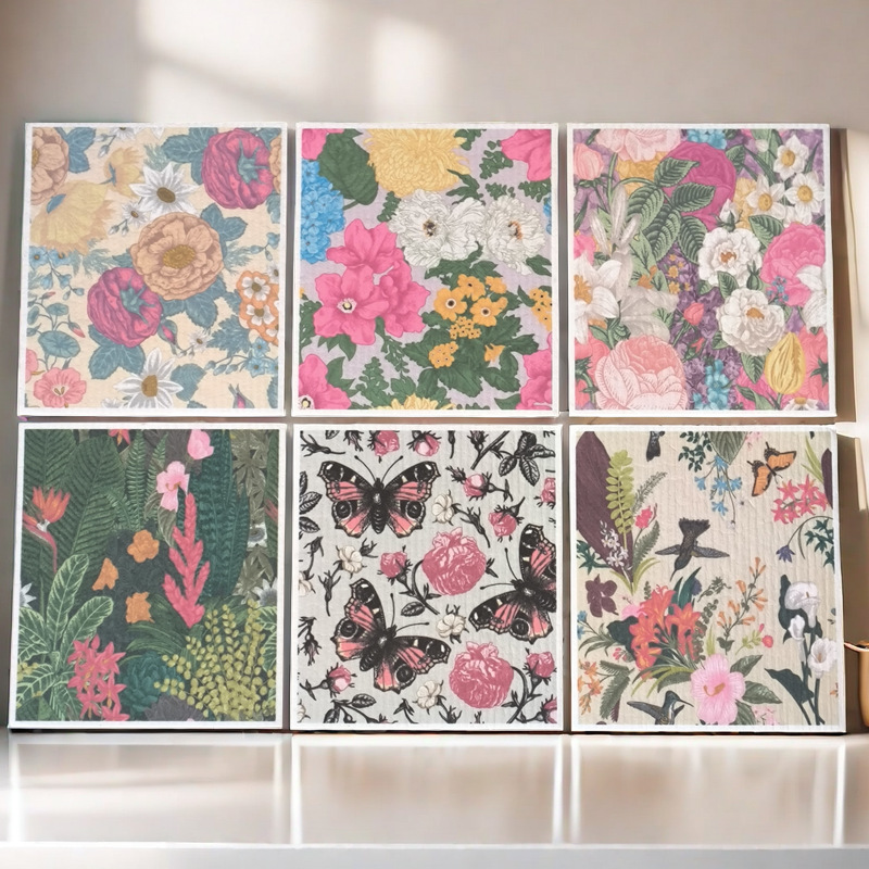 德国进口木浆棉抹布洗碗布印花图案家务厨房清洁吸水不沾油百洁布