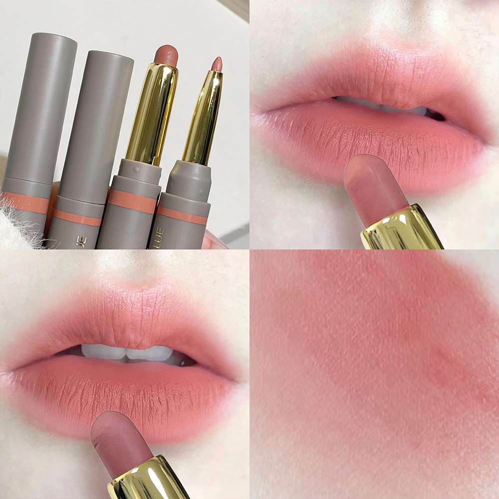 Art Value Micro Velvet Pink Mist Double-Headed Lipstick Pen Low Saturation White Lip Lacquer Pseudo Plain All-Match Cheap Wholesale