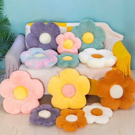 Cross-Border Rabbit Fur Flower Cushion SUNFLOWER Cute Office Living Room Sofa Petal Cushion Plush Toy Wholesale