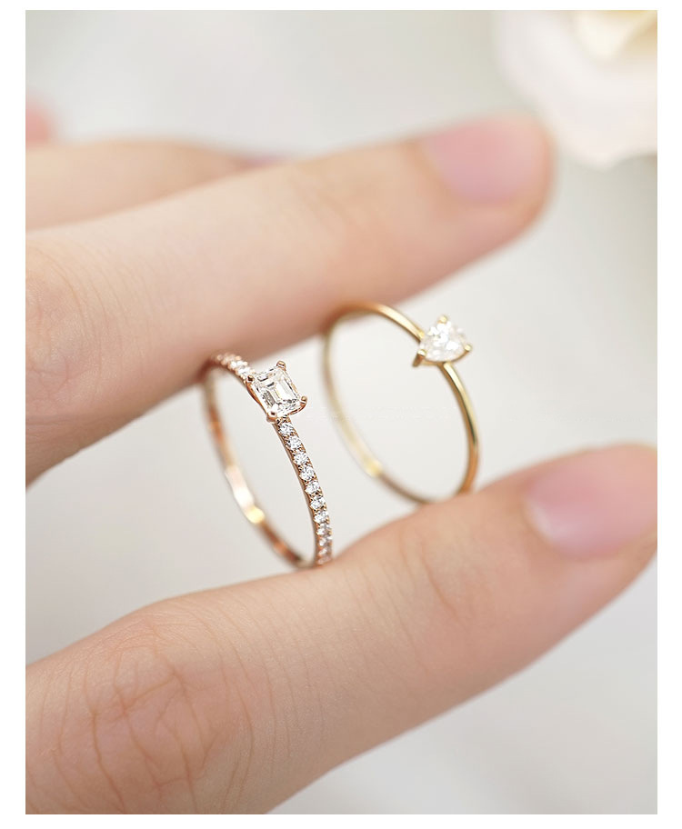 慕景珠宝 2021新款s925银小方糖戒指女 光面水滴梨形婚戒求婚钻戒