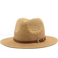 简约Panama Hat小皮带配饰外贸礼帽版型巴拿马草帽清凉度假帽子