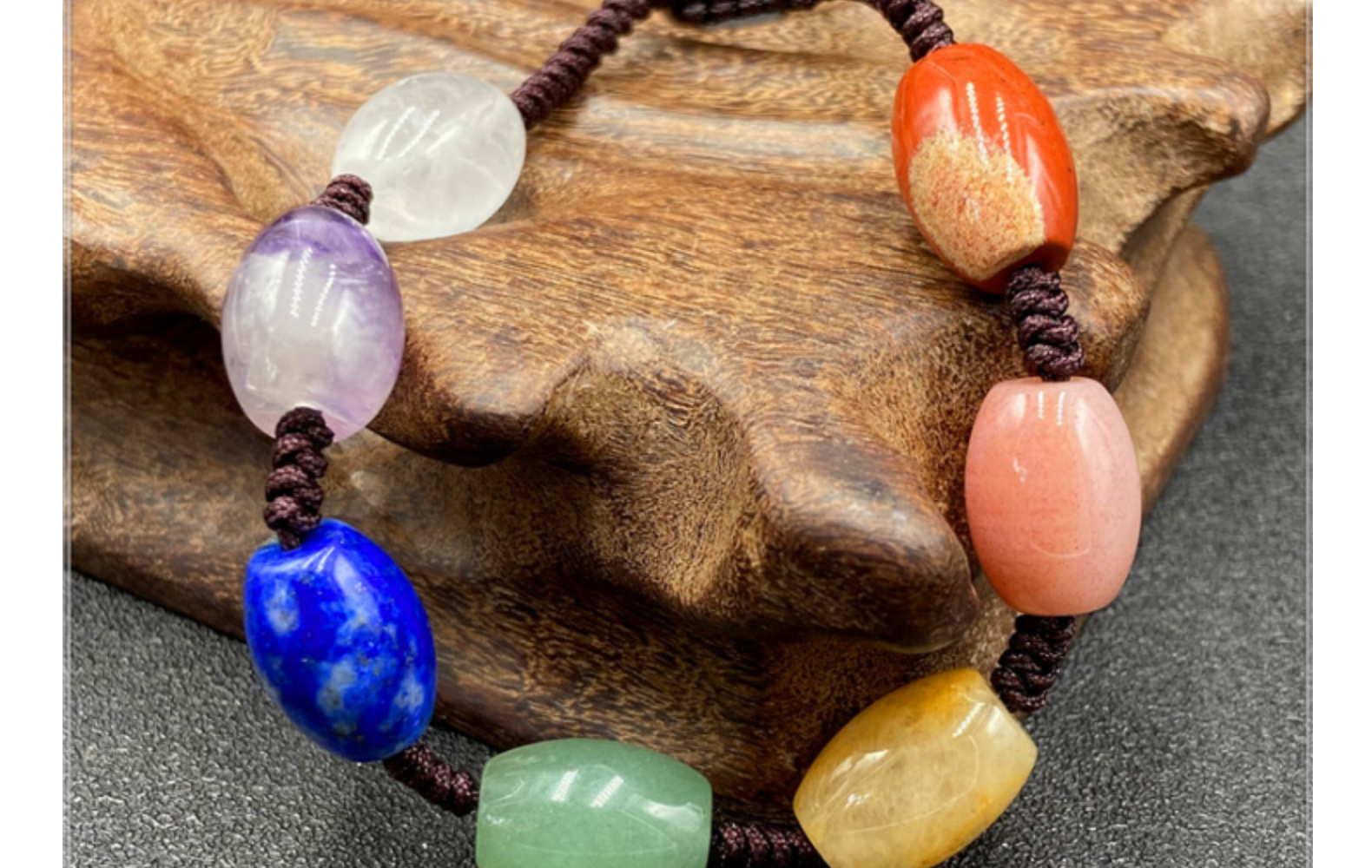 七彩石编织手链复古青金石手串闺蜜手饰情侣水晶玛瑙跨境手串