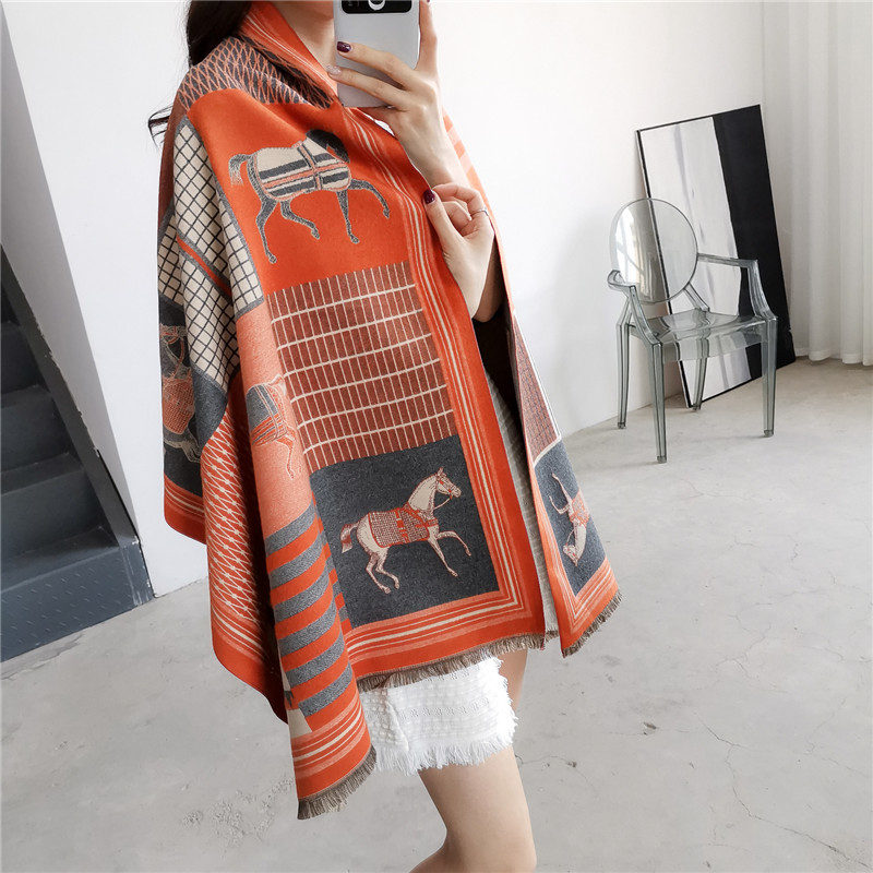 2022 New Cashmere Scarf Women's High-Grade Winter Warm Thickened Air Conditioning Shawl Long Carriage Wool Shawl