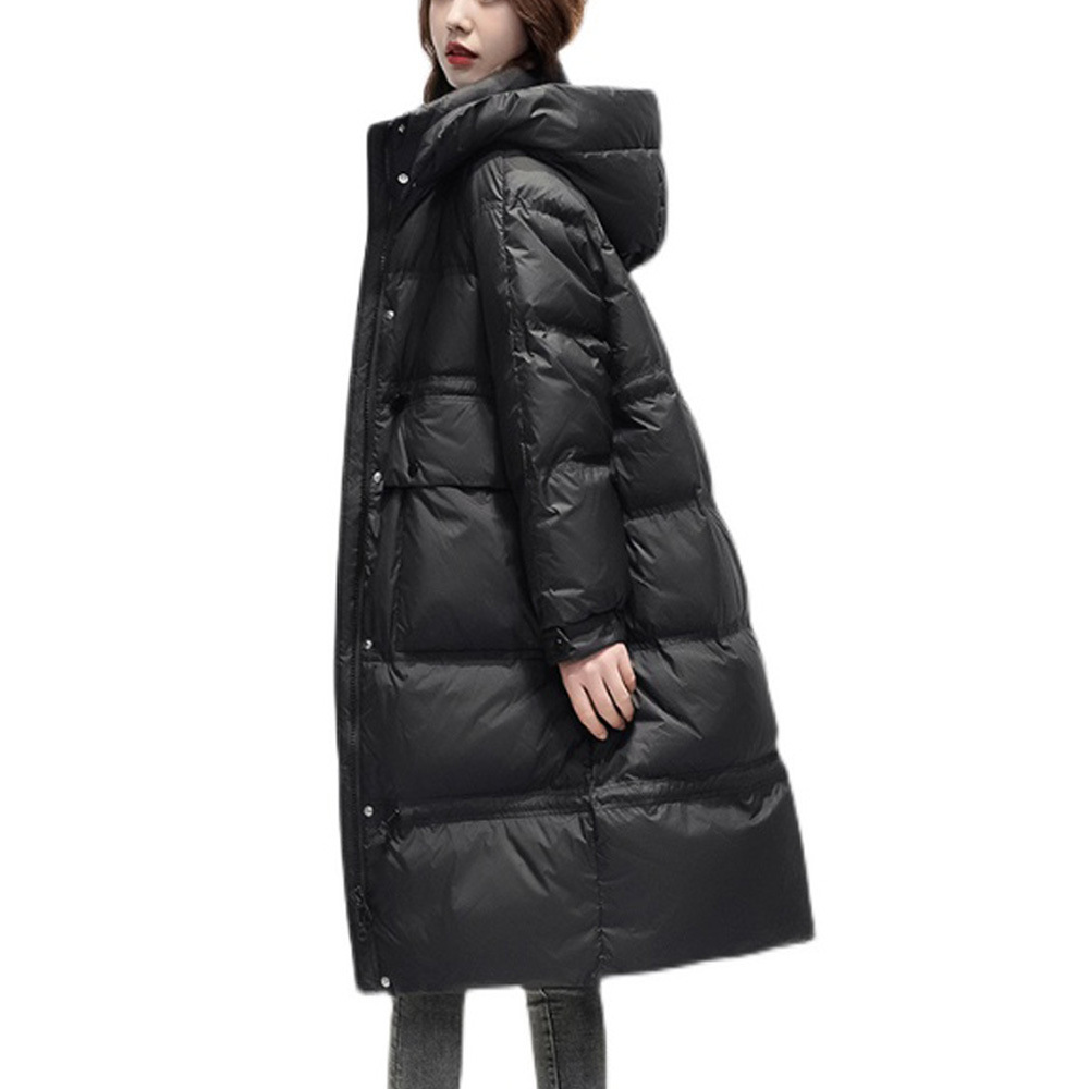 Cross-Border Amazon New Down Jacket Women's Mid-Length Korean Style Loose Thick White Duck down Winter Clothing Coat