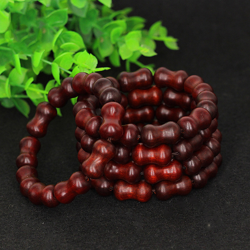 非洲小叶紫檀手串 血檀花生珠手串12*20mm 竹节款