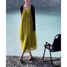 【冰岛美术馆】设计感显瘦气质吊带裙高腰宽松连衣裙温柔气质长裙