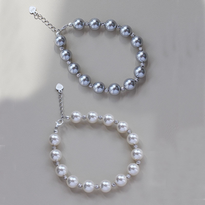 s925银灰色施家珍珠串珠手链女高级感小众简约新中式手串手饰批发