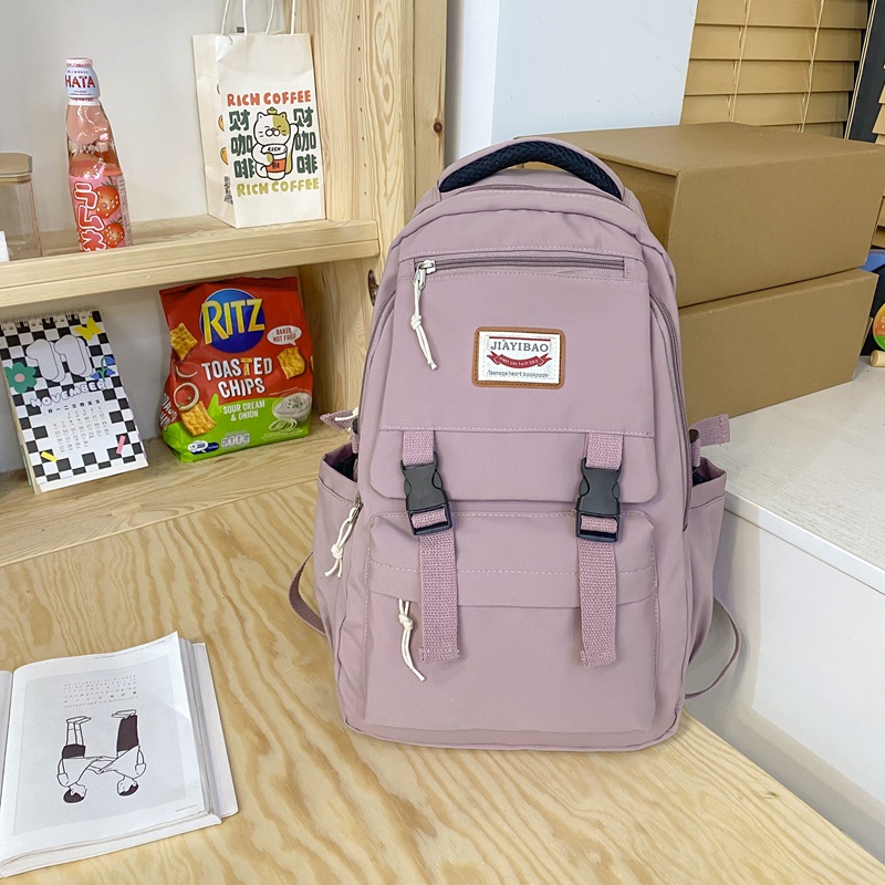 Export Bag 2022 Autumn New Large Capacity School Bag Girls Campus Schoolbag High School Students Solid Color Backpack