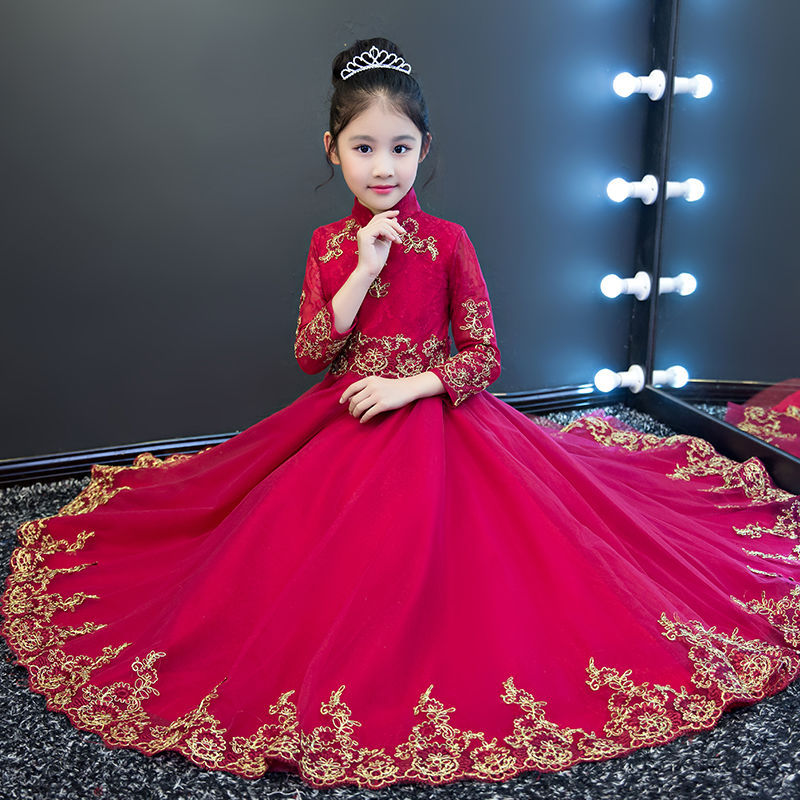 金童玉女儿童服装 婚礼喜服花童蓬蓬婚纱秀禾礼服秋冬表演出摄影