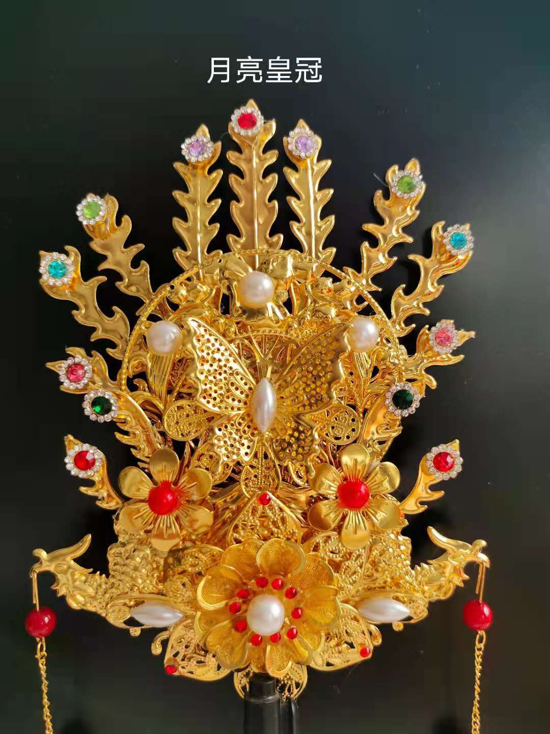 凤冠霞帔头饰娘娘大号神帽观音帽子神明佛像娘娘帽神像帽冠三凤冠
