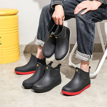 一件代发日韩时尚短筒雨鞋男加绒保暖水鞋厨房防滑耐磨防水工作鞋