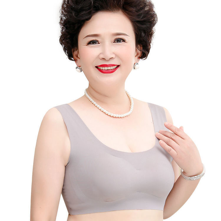 女人胸卓大码中老年人内衣女无痕无钢圈夏运动背心胸罩薄款肥胖妈