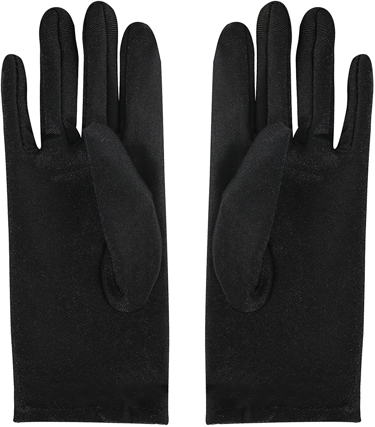 女士短款色丁缎面手套 弹力防晒晚礼服婚纱礼仪手套莱卡 舞会表演