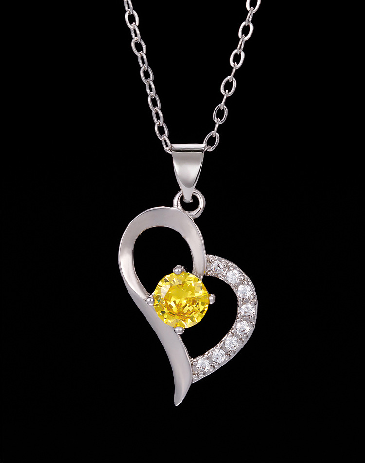 永恒之恋桃心项链女 短款一克拉吊坠水晶爱心形饰品锁骨链日韩版