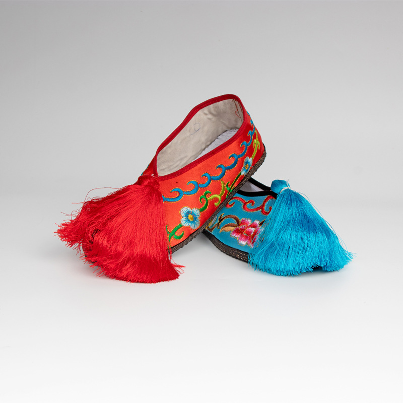 戏曲戏剧彩鞋女平底绣花鞋儿童古装京剧越剧青衣花旦小姐秀禾鞋子