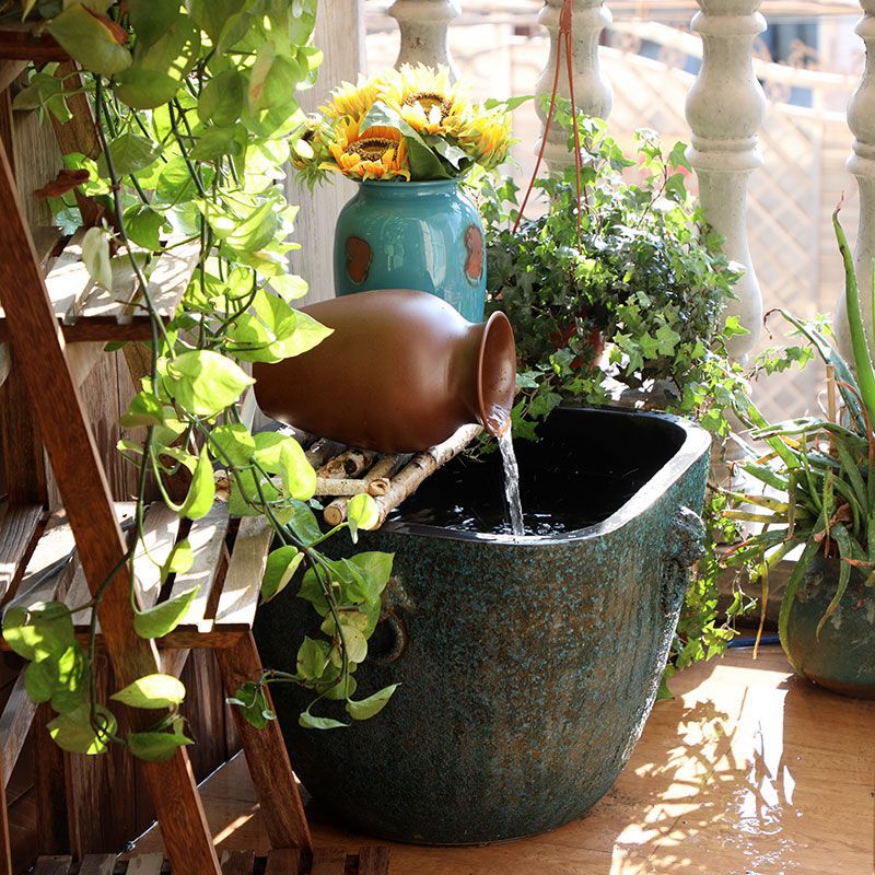 陶瓷鱼缸流水盆景德镇缸睡莲荷花大缸碗莲缸乌龟水缸景观缸跨境