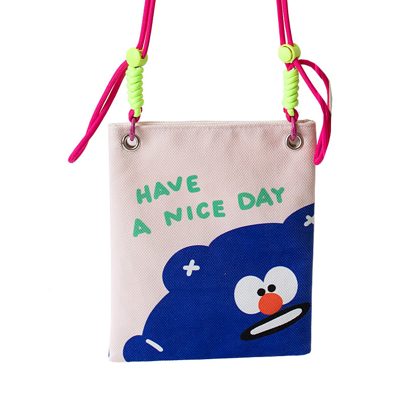 2024 Original Spring and Summer New Crossbody Bag Female Color Matching Macaron Stitching Children Cute Cartoon Small Cloth Bag