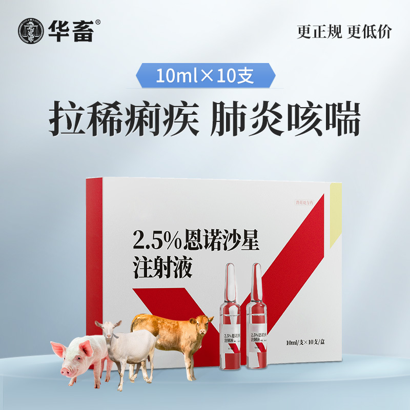 华畜兽药恩诺沙星溶液兽用牛羊小猪气喘咳嗽支原体拉稀腹泻肠炎药