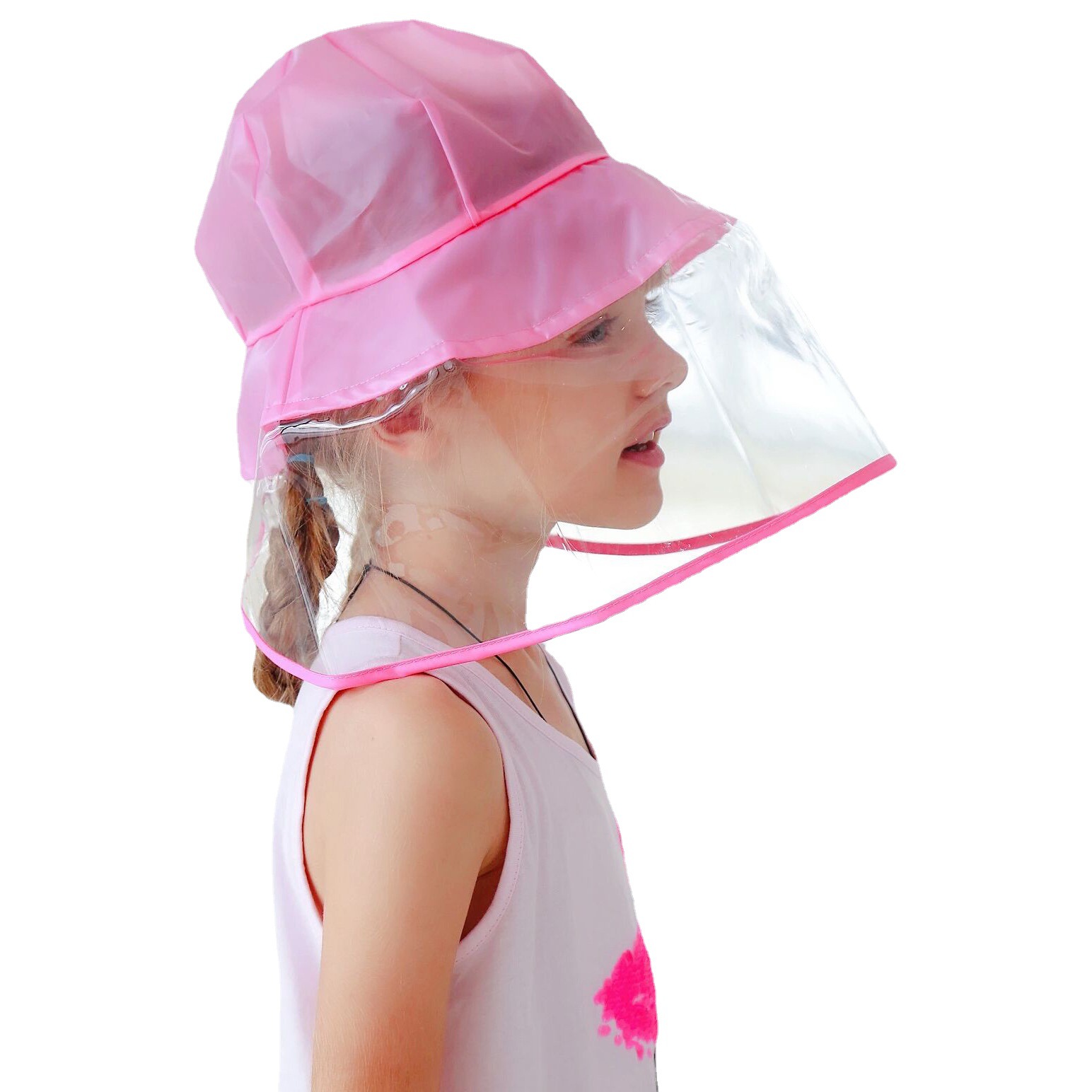 ins时尚透明tpu防飞沫防水亲子f面罩enbihouse成人儿童防护帽雨帽