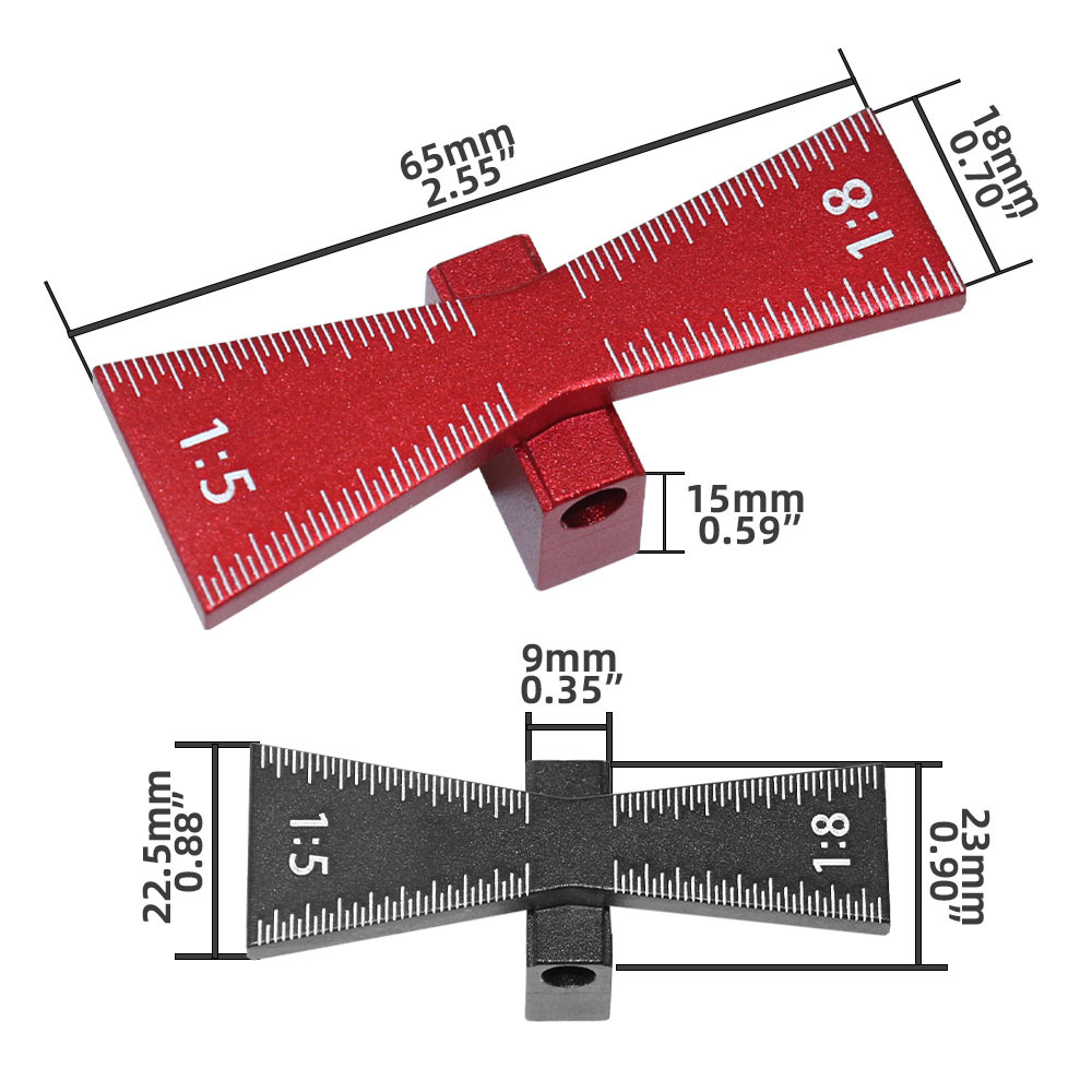 Dovetail Joint Aluminum Alloy Marking Template 1:5 1:8 Wooden Hinge Gauge with Hinge Gauge Guide Tool