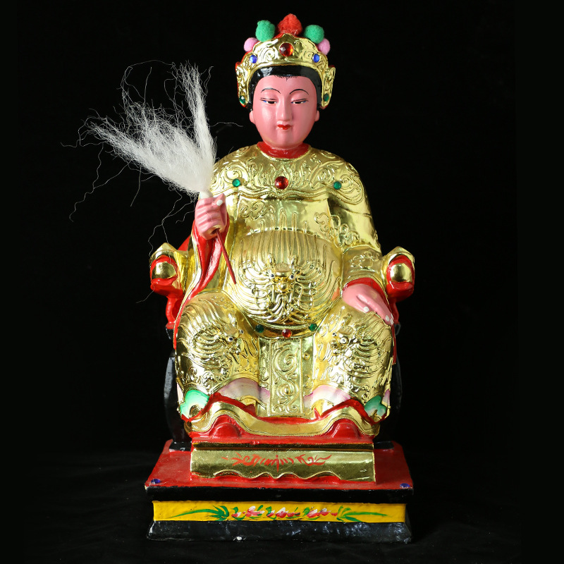 凤岗珍珠娘娘神像12寸金身香樟木镀金家用供奉海神娘娘神像