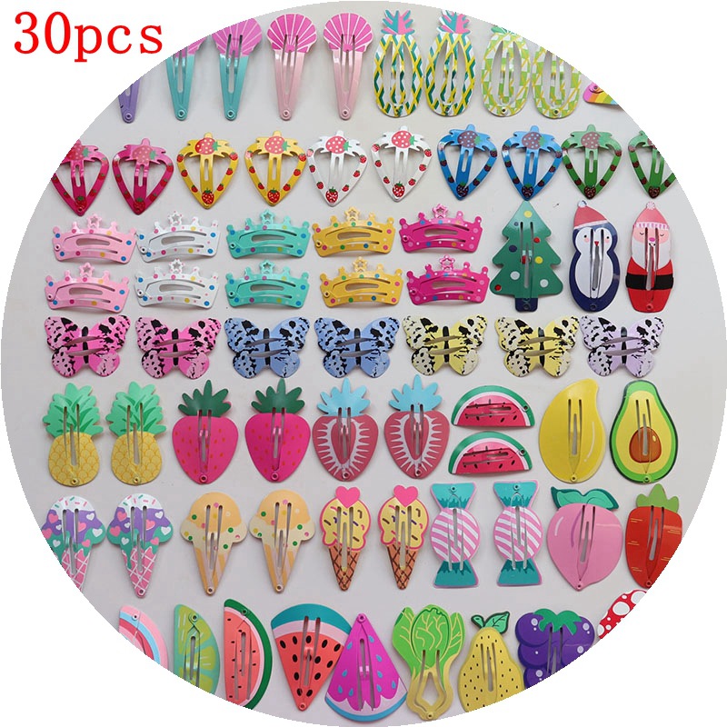 New Paint Printing BB Clip Children's Cropped Hair Clip Metal Side Clip Little Girl Hair Accessories Hairpin Set Cross-Border