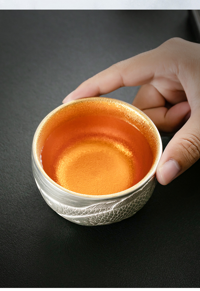 24k金主人杯茶杯高端礼品名家手工鎏金盏杯茶具杯子茶碗茶杯金杯