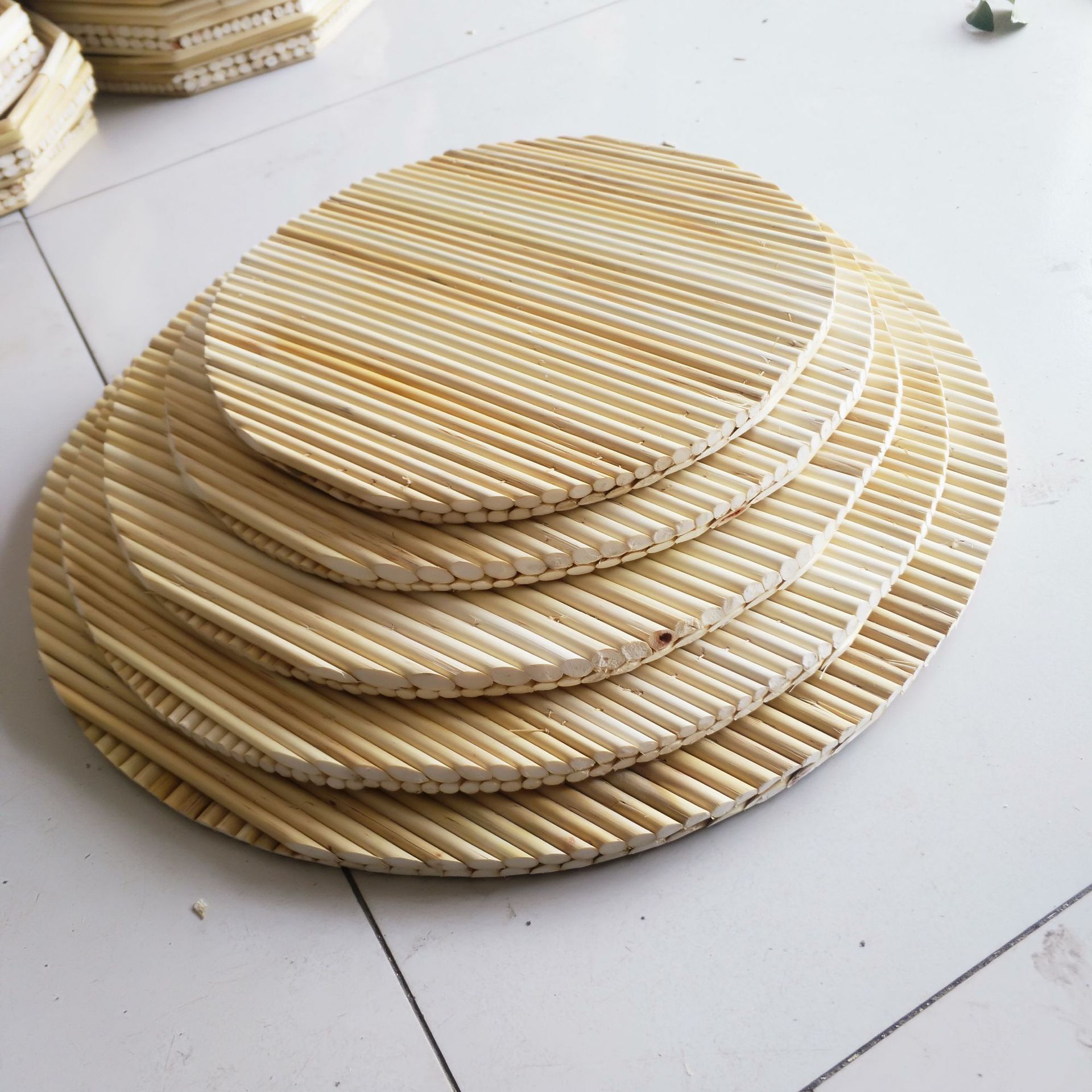 家用圆形饺子帘纯手工盖帘天然高粱杆锅排篦子双层盖垫餐垫