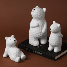 北欧创意轻奢电镀陶瓷小熊摆件动物客厅儿童房间桌面家居软装饰品