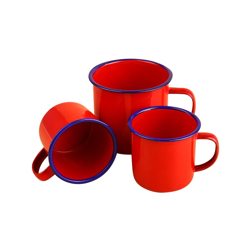 红色现货搪瓷厂家直供杯网红圣诞搪瓷杯老式红色怀旧缸红色蛋糕杯