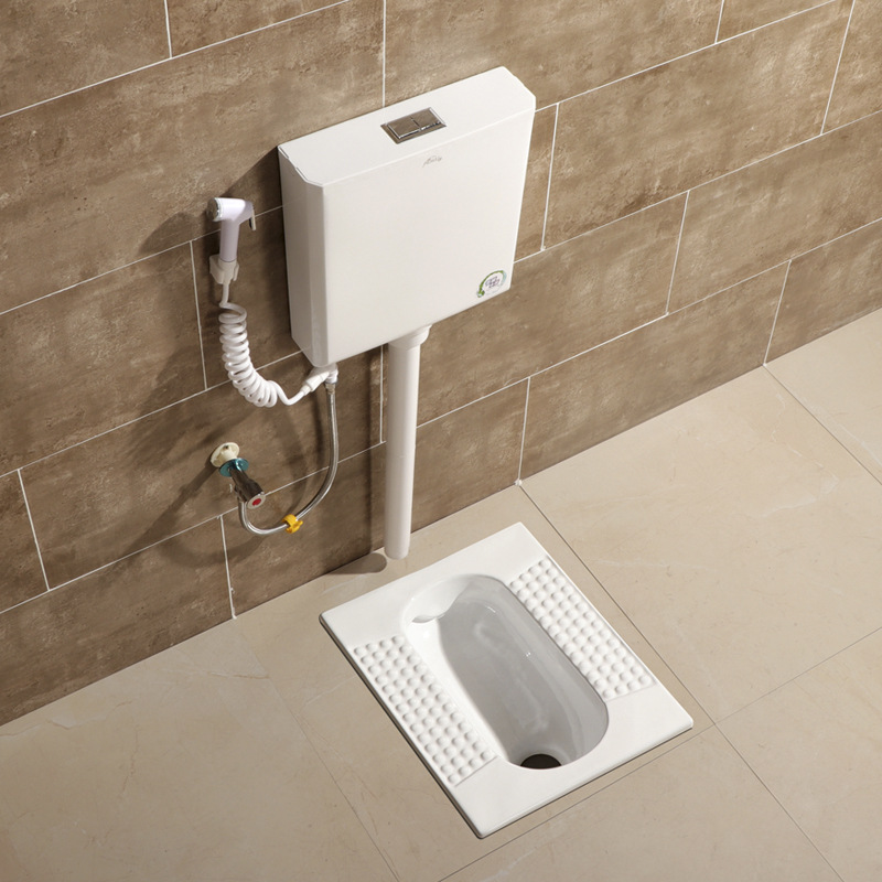 卫浴蹲便器冲水箱套装超漩带前挡水存水弯防臭陶瓷蹲便池蹲厕