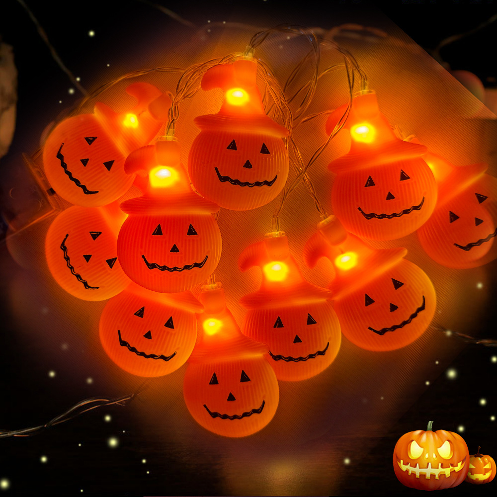 Cross-Border 2024 New Pumpkin Lamp Led Battery Box Light String Halloween Ghost Festival Colorful Light String Ghost Festival Party Layout