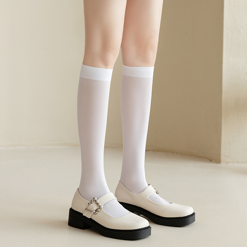 Black JK Socks for Women Spring/Summer Tube Socks Thin Knee High over-the-Knee Socks Zhuji White Slimming Calf Socks Wholesale
