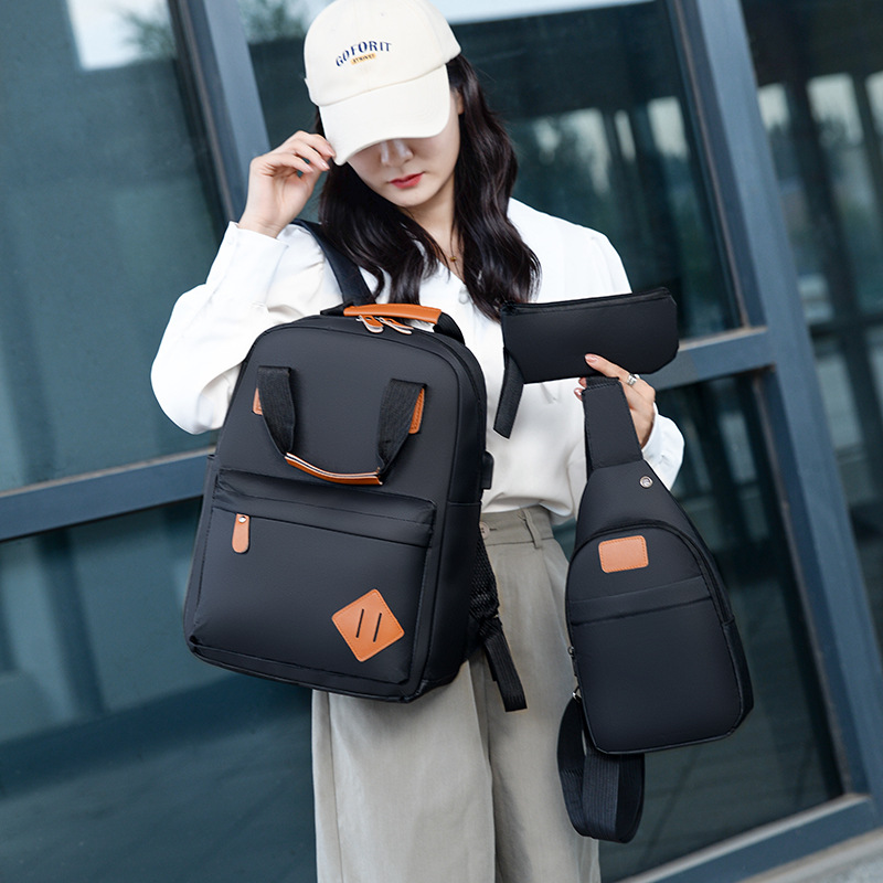 Cross-Border Factory Sales Backpack Three-Piece Travel Bag Men's and Women's Same Computer Bag Business Leisure Bag