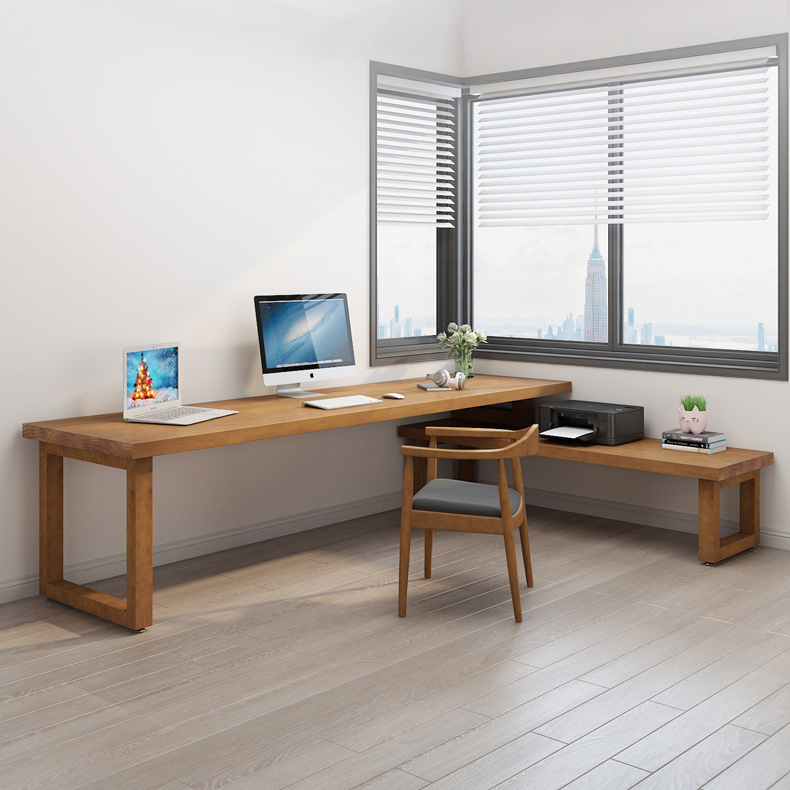 北欧实木书桌转角靠墙办公室电脑桌简约创意办公桌家用书房长条桌