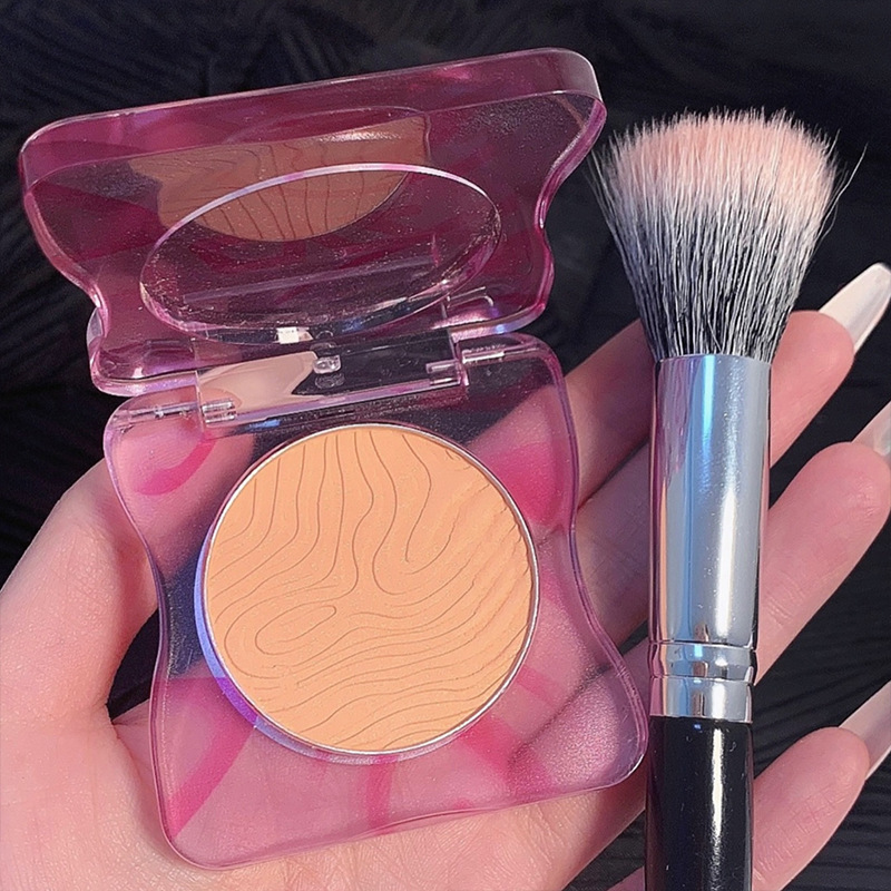 CVZ Peach Air Ripple Blush Monochrome Matte Nude Blush Delicate Not Easy to Fly Pink Embossed Blush Contour Compact Female