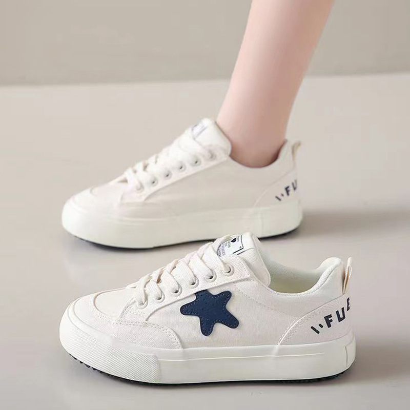 小白鞋女百搭厚底底休闲帆布鞋ins潮2024新款学生板鞋春秋增高鞋